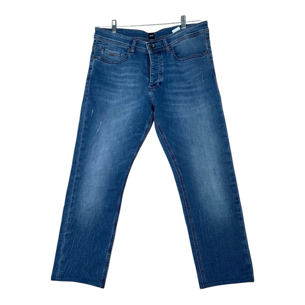 Hugo Boss Delaware Jeans Mens Tag 34x32 Fit 34x27 Blue Mid Wash Denim Straight